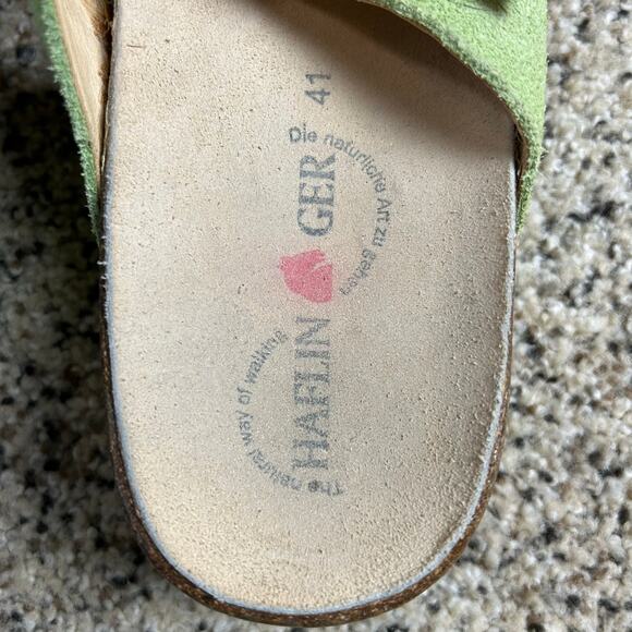 Haflinger Sandals Green Suede Buckle Toe Separator Women's Size 10 EU 41 - Picture 4 of 7